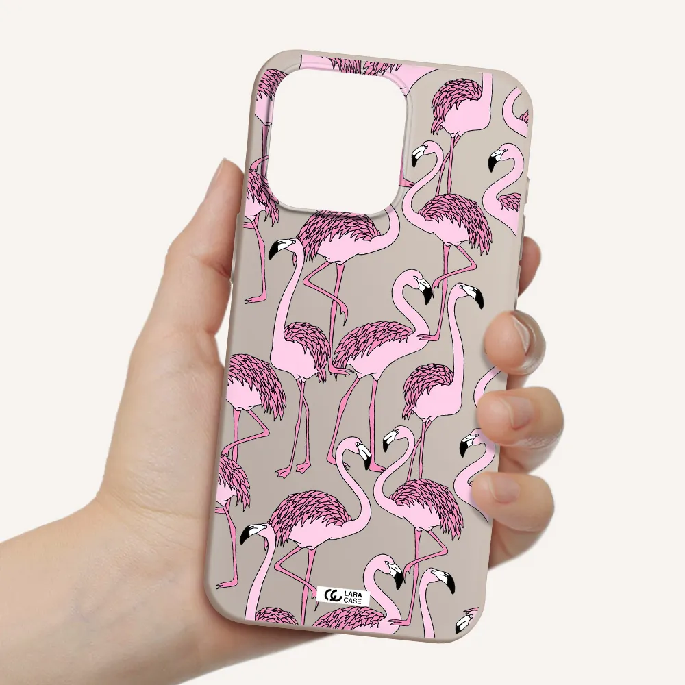 Flamingo Apple Iphone 15 Pro max Silicone Stone Case