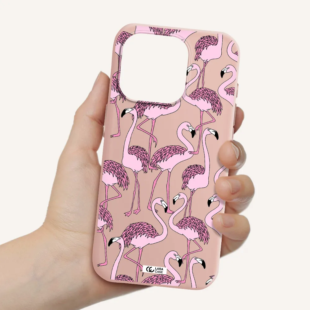 Flamingo Apple Iphone 15 Pro Silicone Pastel Pink Case
