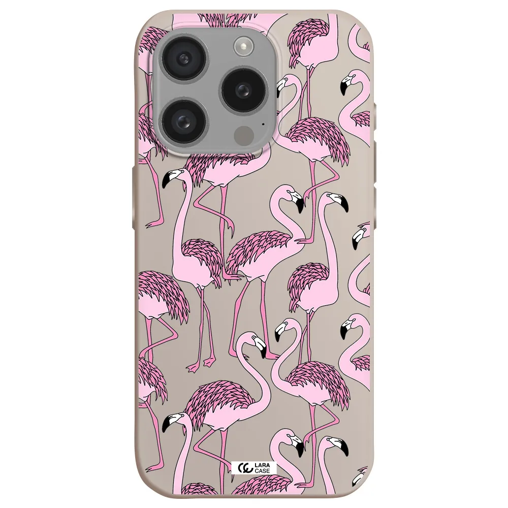 Flamingo Apple Iphone 15 Pro Silicone Stone Case