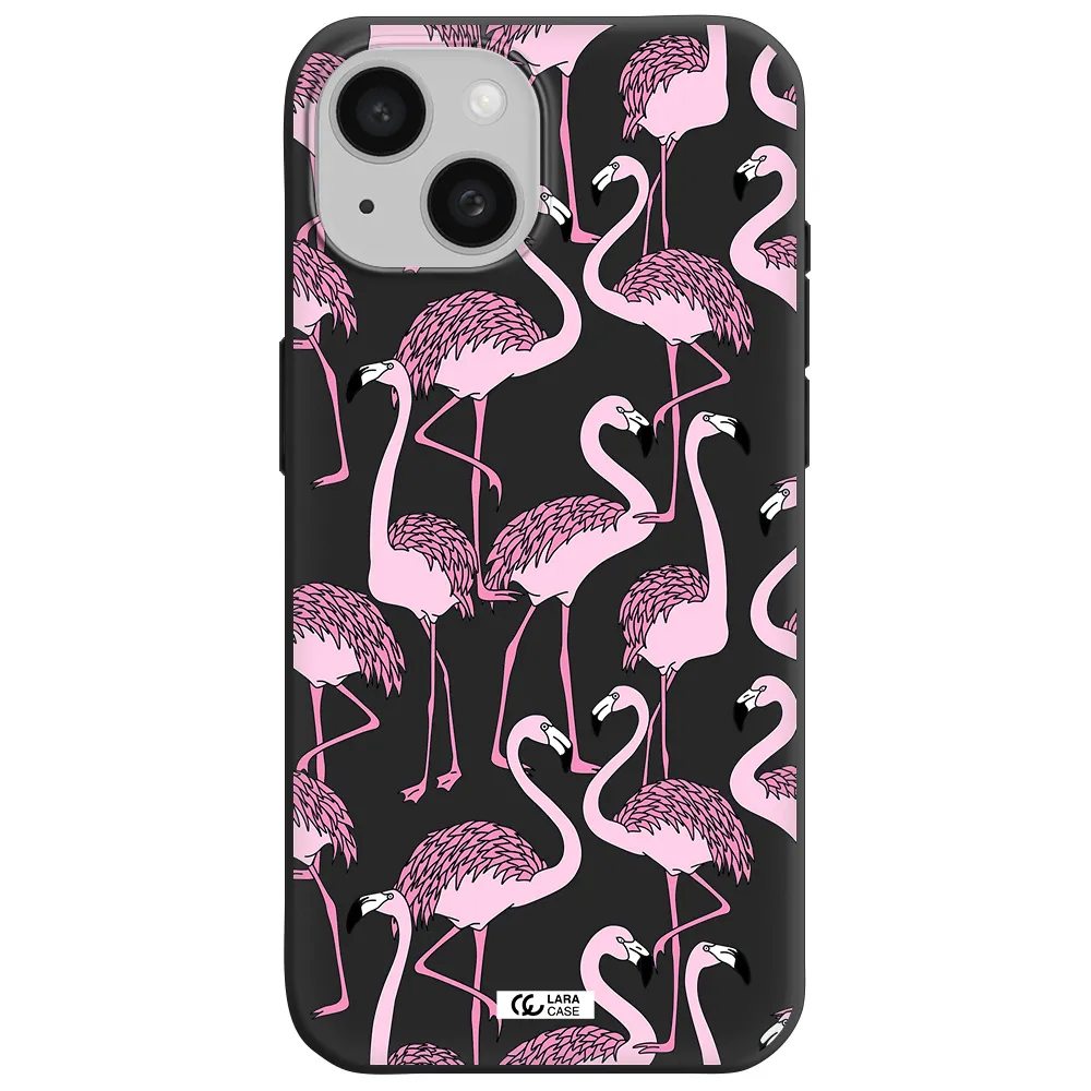 Flamingo Apple iPhone 15 Silicone black Case