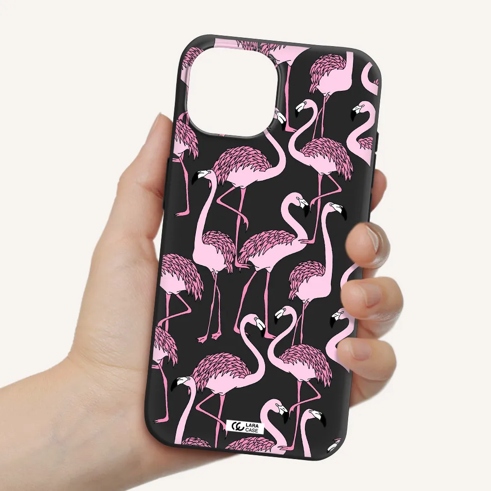 Flamingo Apple iPhone 15 Silicone black Case