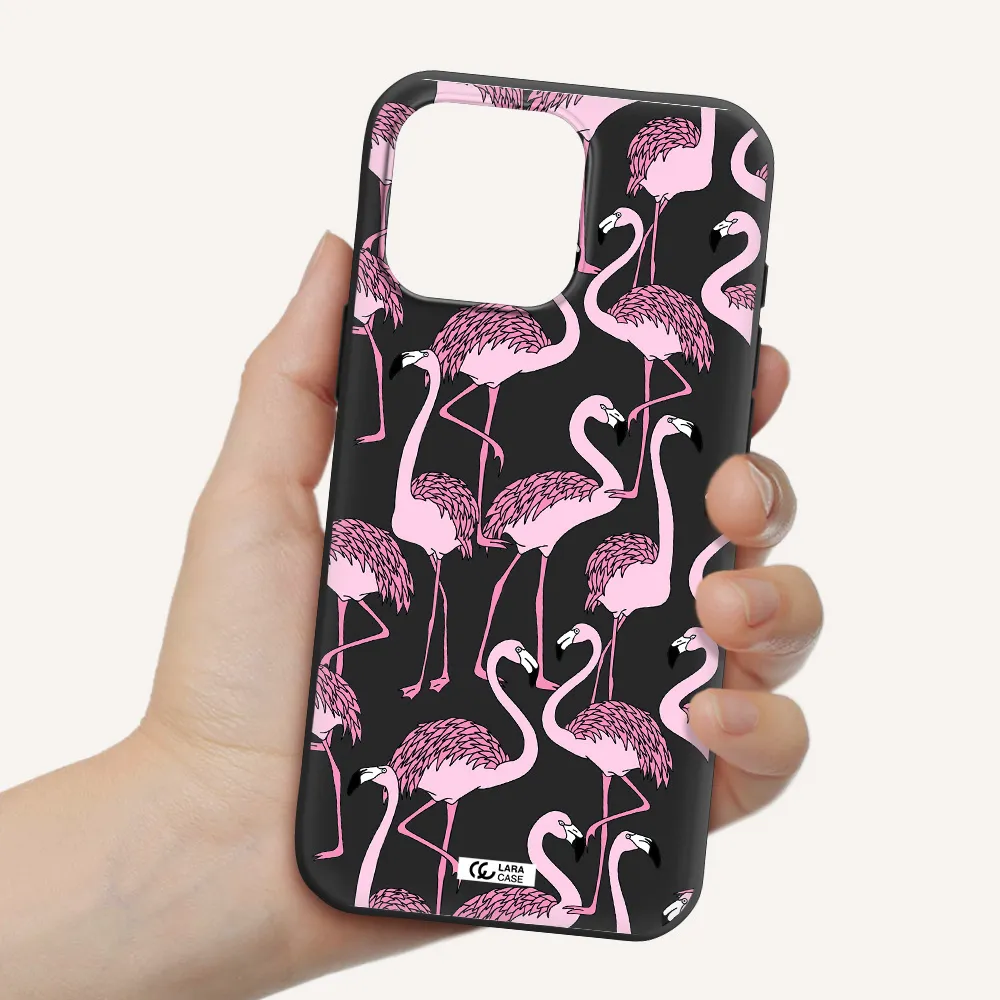 Flamingo Apple Iphone 16 Pro Max Silicone Black Case