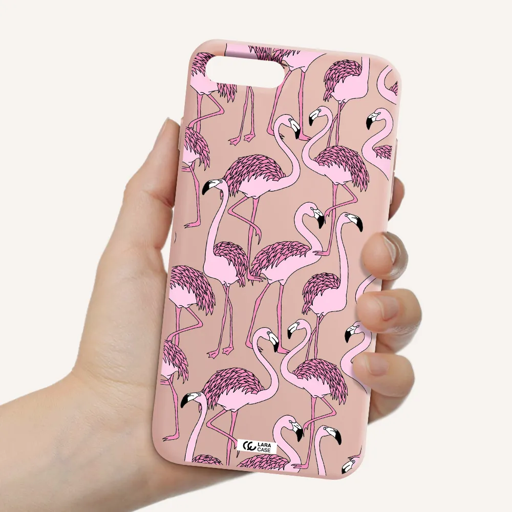 Flamingo Apple iPhone 7 plus Silicone pastel pink Case