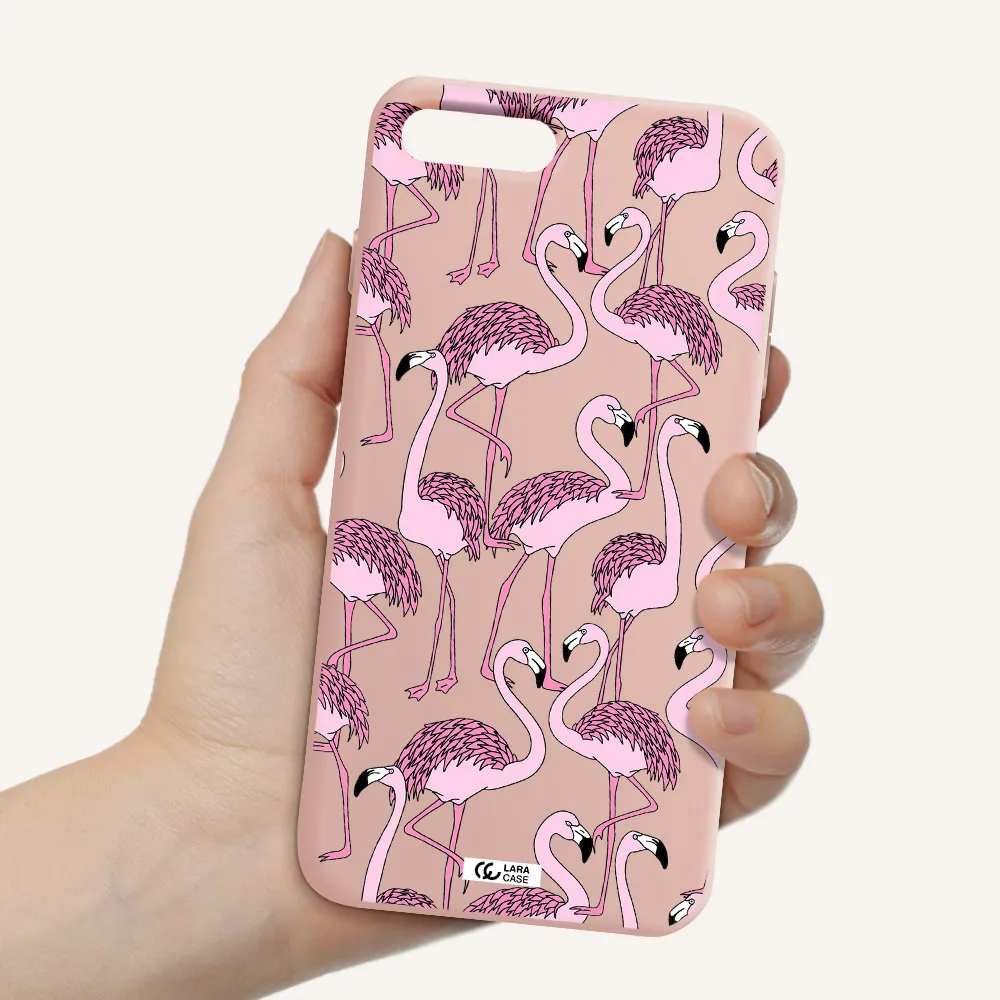 Flamingo Apple iPhone 8 plus Silicone pastel pink Case