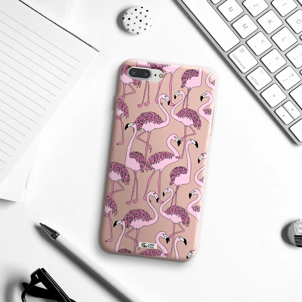 Flamingo Apple iPhone 8 plus Silicone pastel pink Case