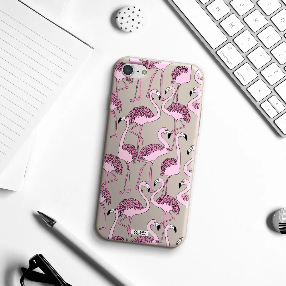 Flamingo Apple iPhone 8 Silicone Stone Case