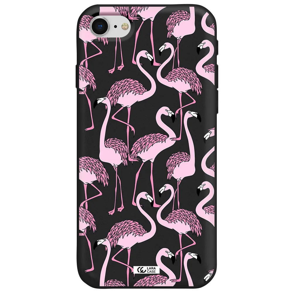 Flamingo Apple iPhone se 2020 Silicone black Case