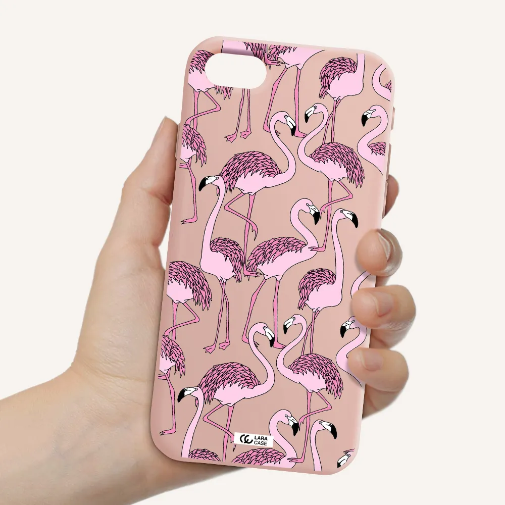 Flamingo Apple iPhone se 2020 Silicone pastel pink Case
