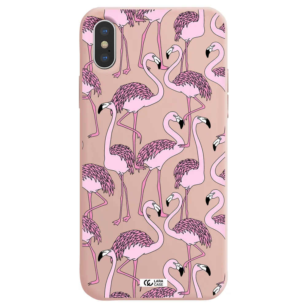 Flamingo Apple iPhone X Silicone pastel pink Case