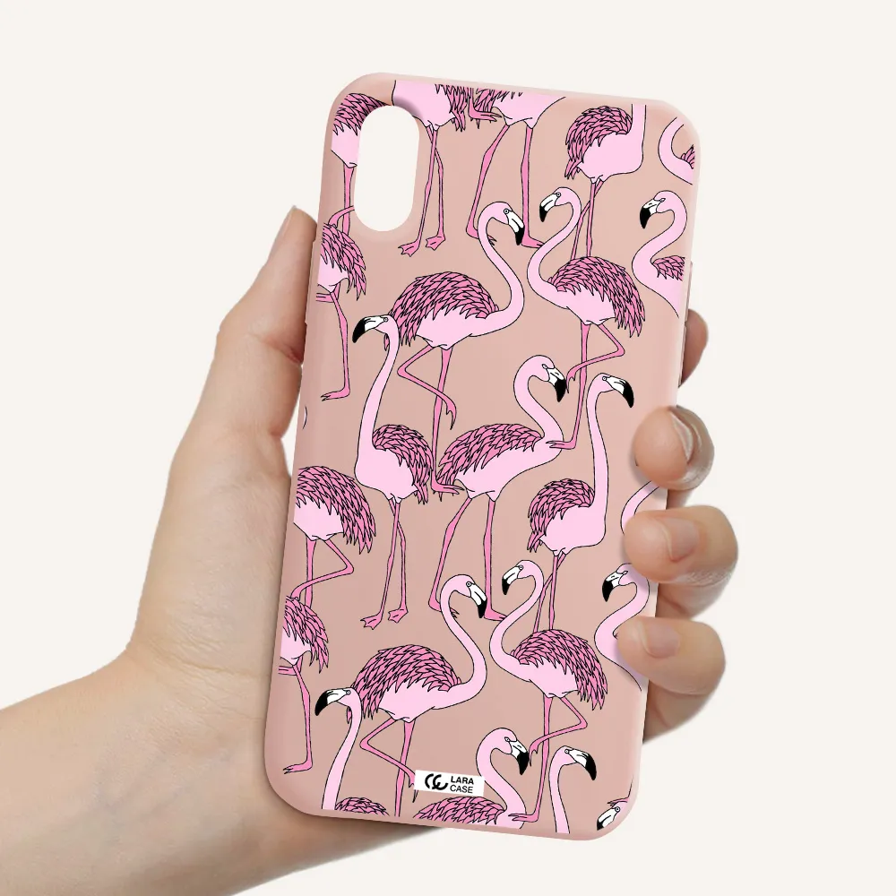 Flamingo Apple iPhone X Silicone pastel pink Case