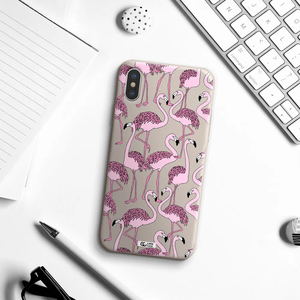 Flamingo Apple iPhone X Silicone Stone Case