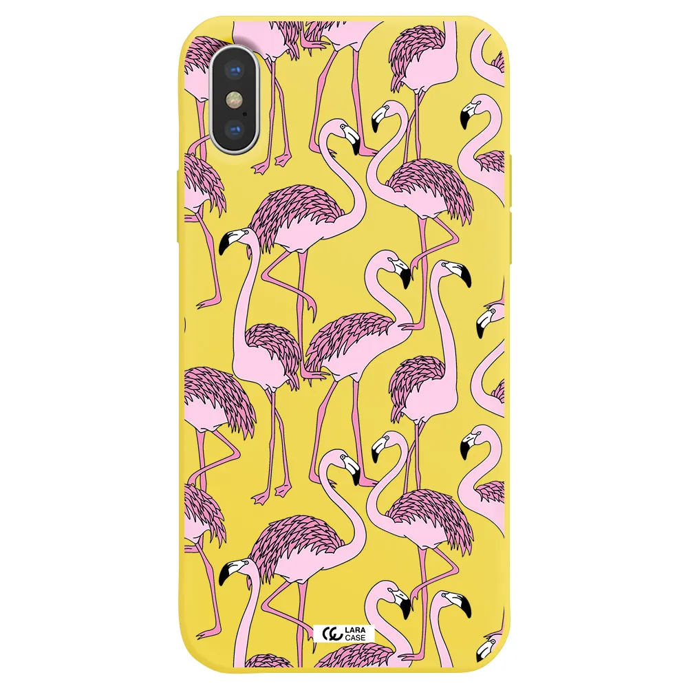 Flamingo Apple iPhone XS Silicone canary yellow Case