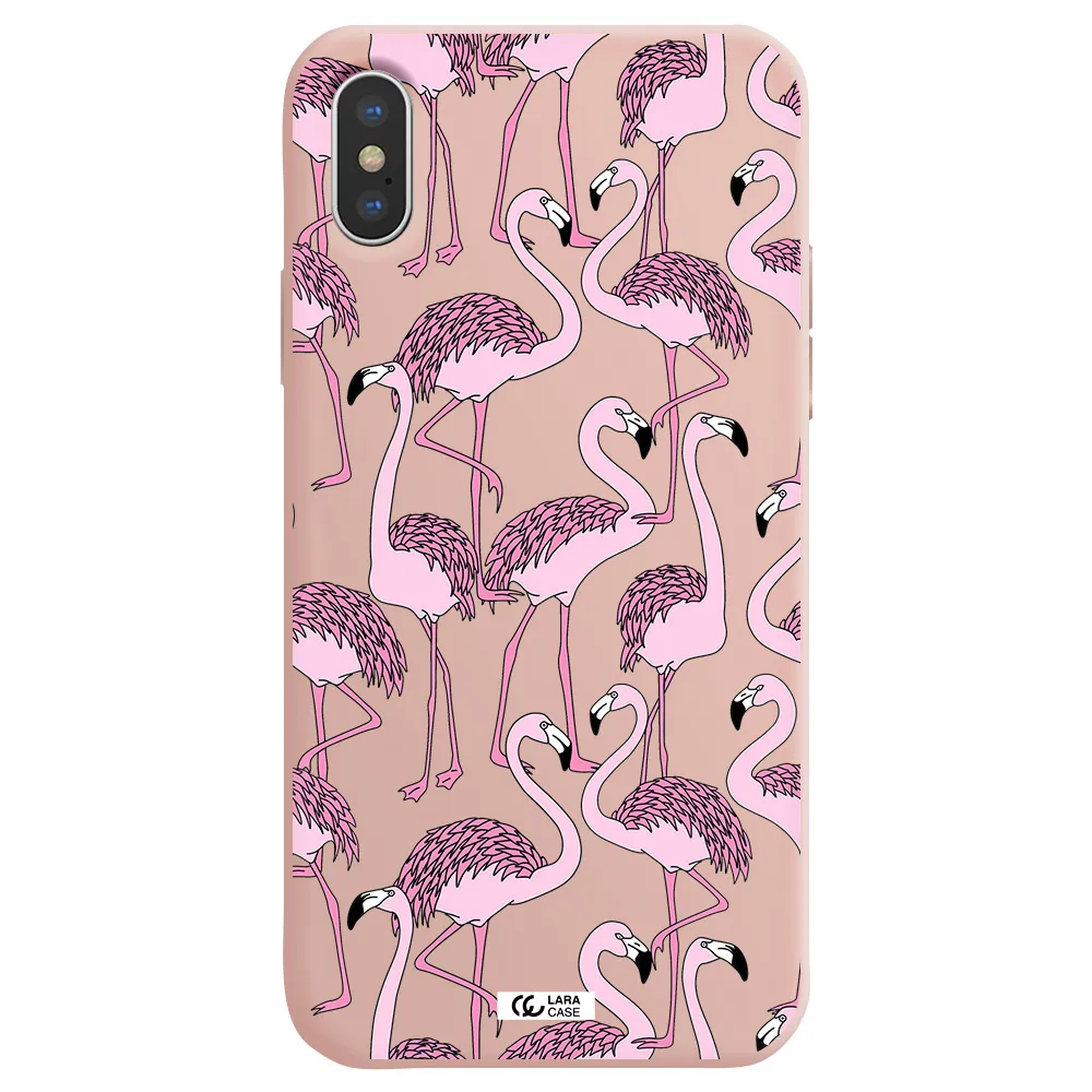 Flamingo Apple iPhone XS Silicone pastel pink Case
