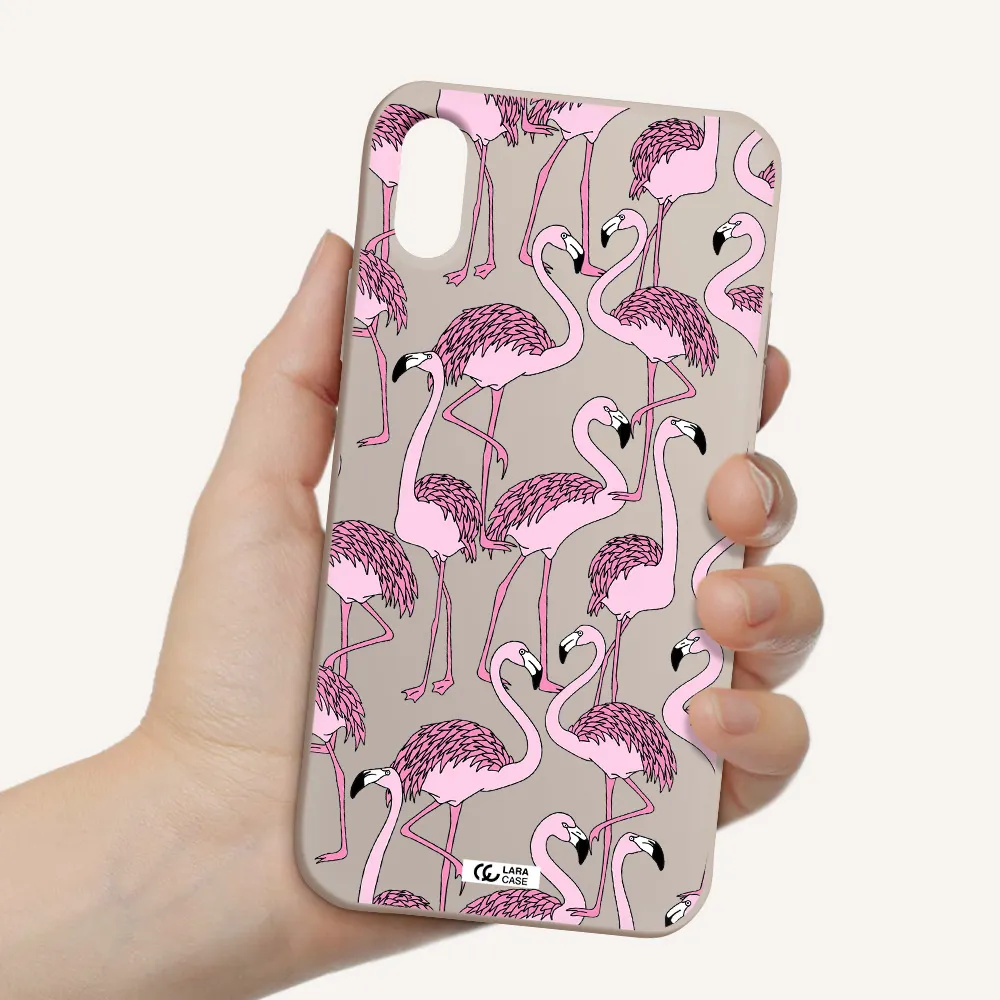 Flamingo Apple iPhone XS Silicone Stone Case