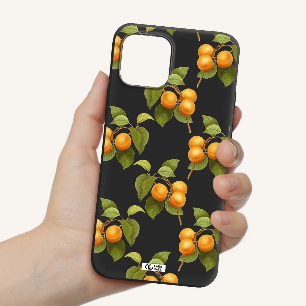 Apricot Apple iPhone 12 Silicone black Case