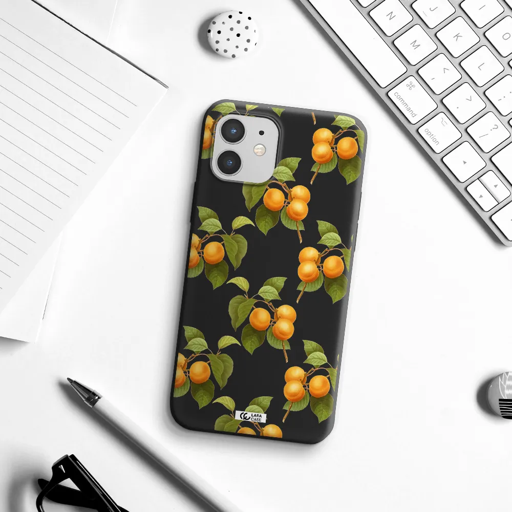 Apricot Apple iPhone 12 Silicone black Case