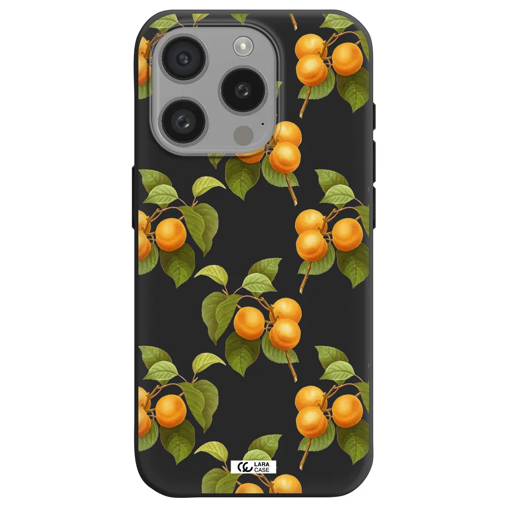 Apricot Apple Iphone 15 Pro Silicone Black Case