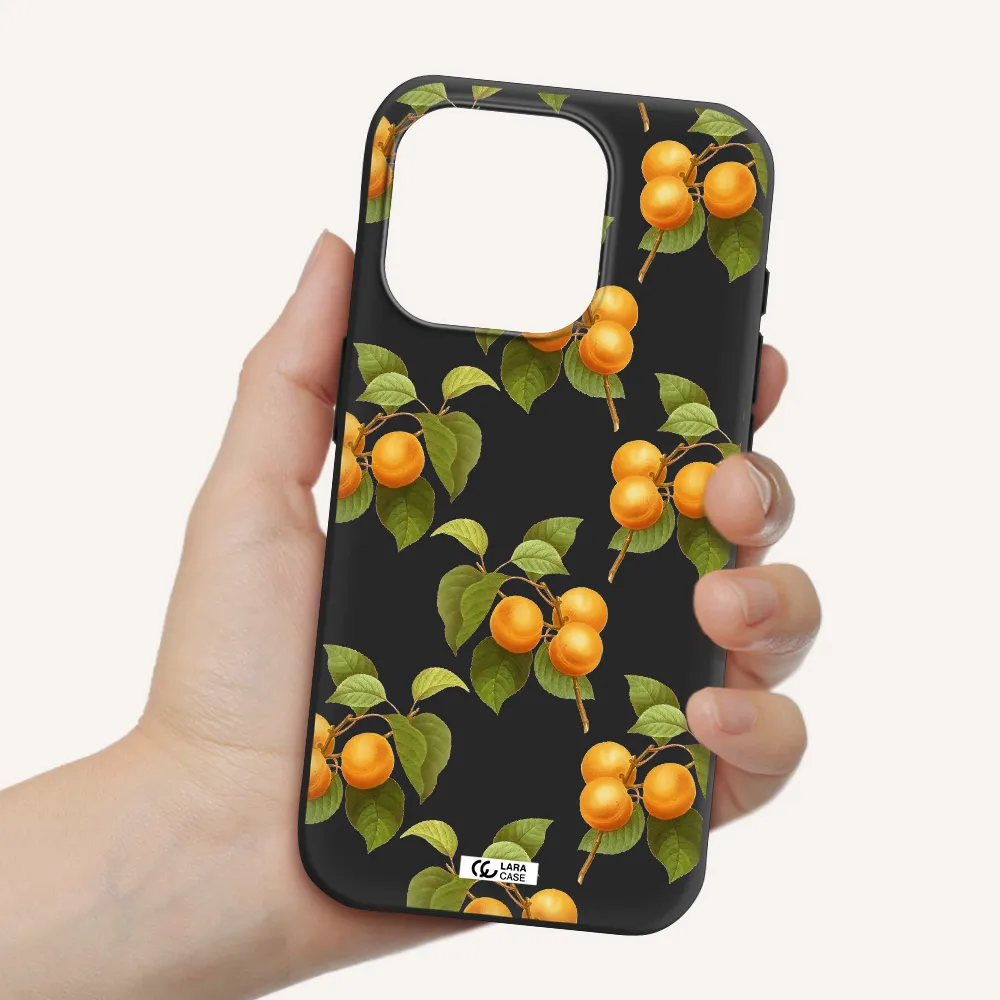 Apricot Apple Iphone 15 Pro Silicone Black Case