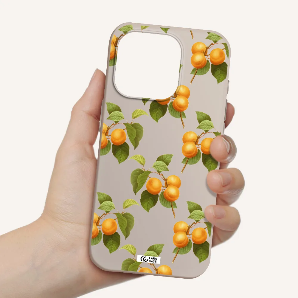 Apricot Apple Iphone 15 Pro Silicone Stone Case