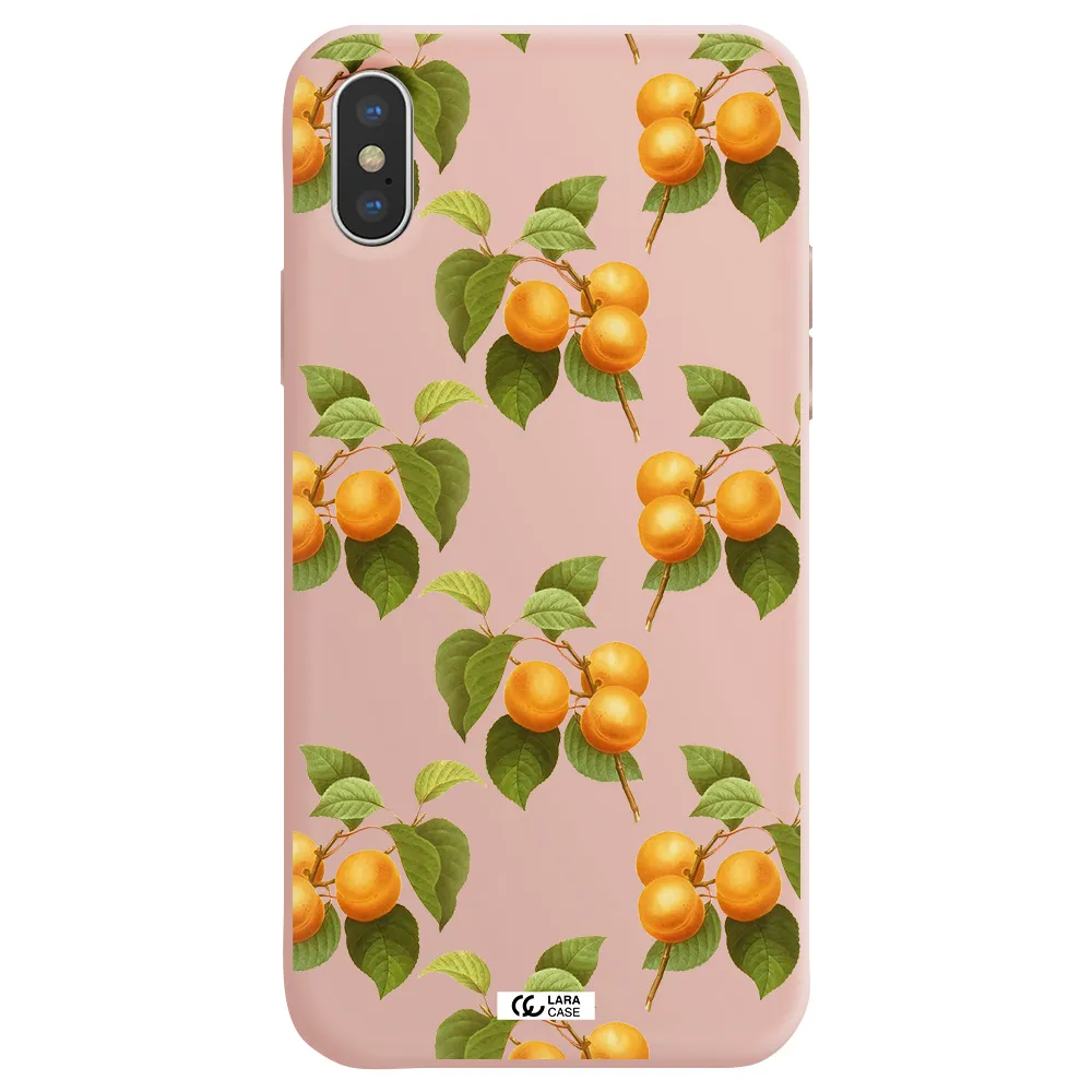 Apricot Apple iPhone X Silicone pastel pink Case