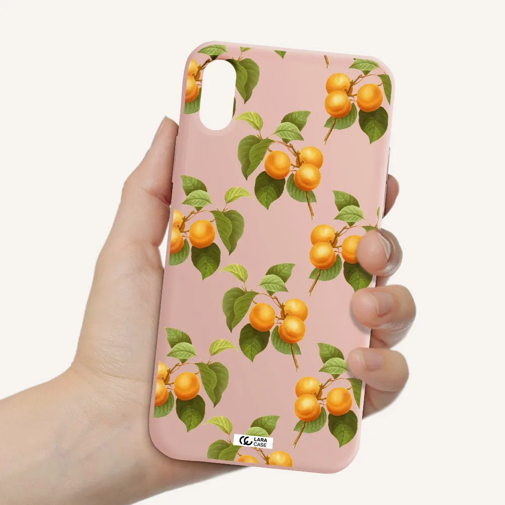 Apricot Apple iPhone X Silicone pastel pink Case