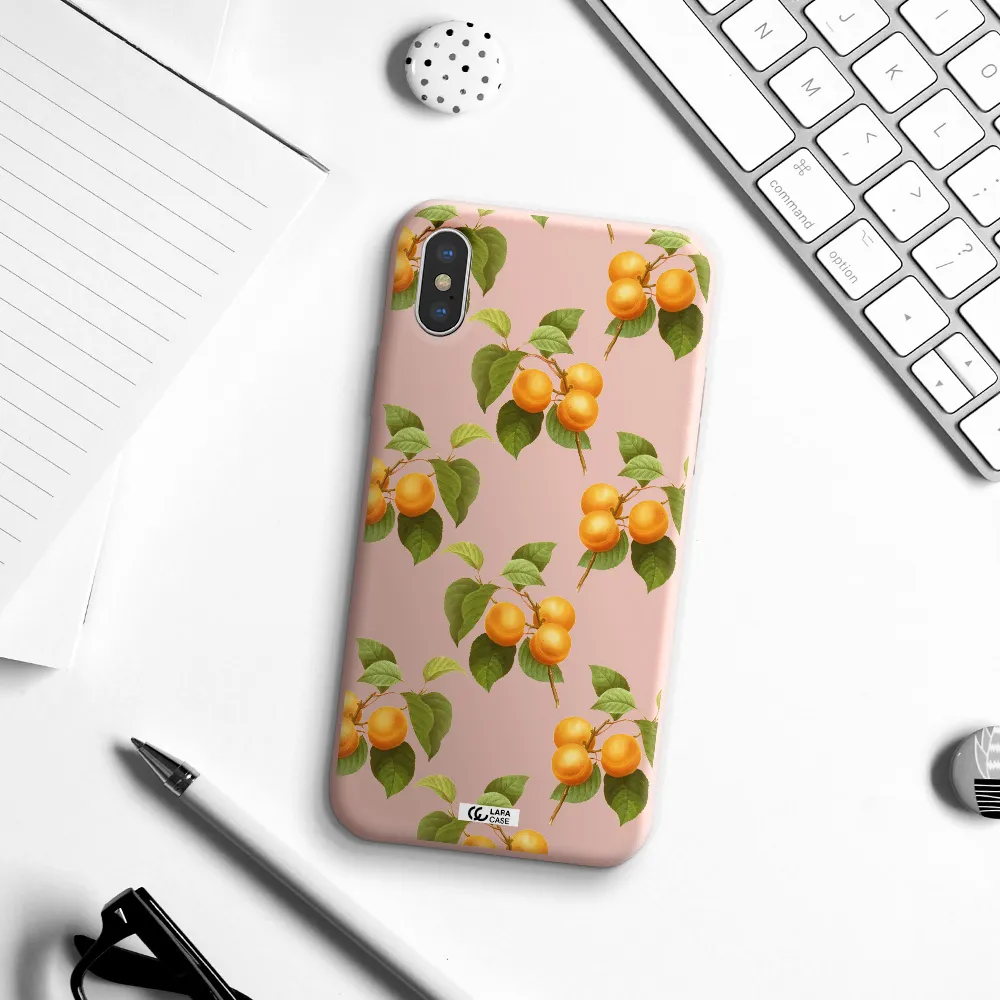 Apricot Apple iPhone XS Silicone pastel pink Case