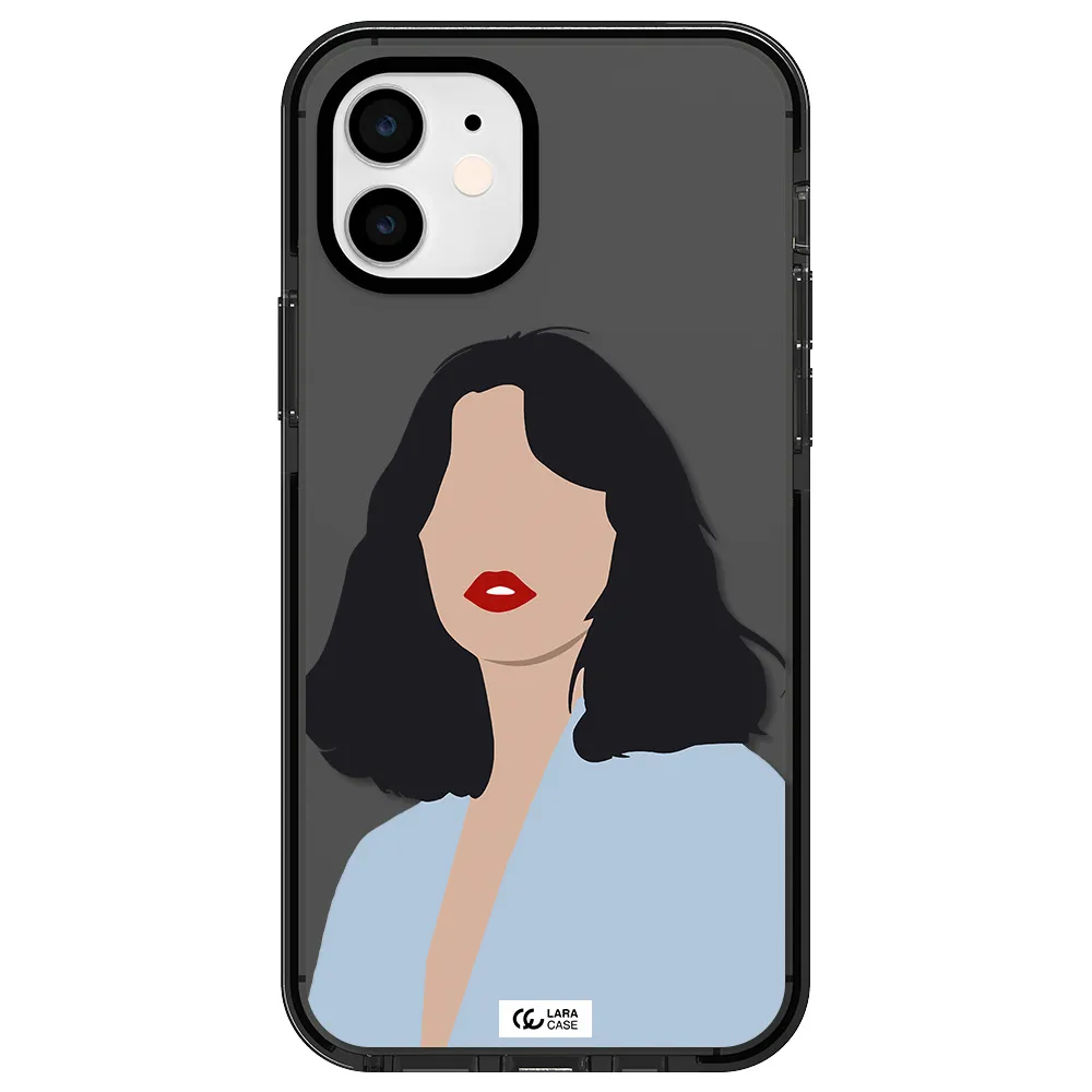Minimalist Girl Portrait Apple iPhone 11 impact Smoke Black Case