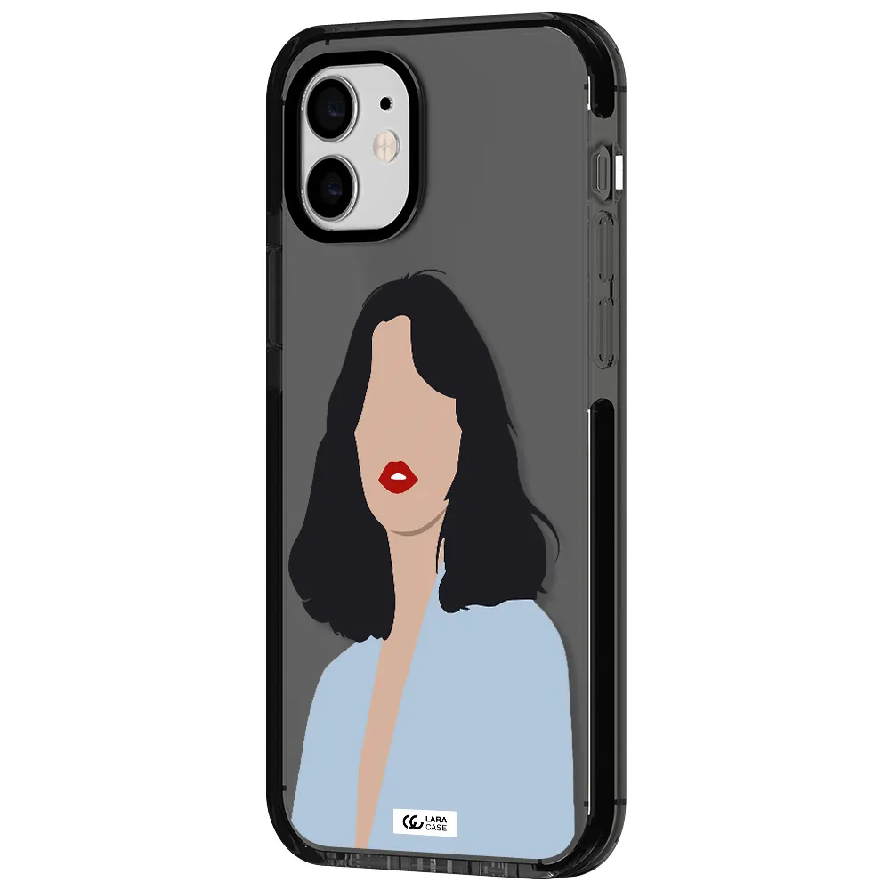 Minimalist Girl Portrait Apple iPhone 11 impact Smoke Black Case