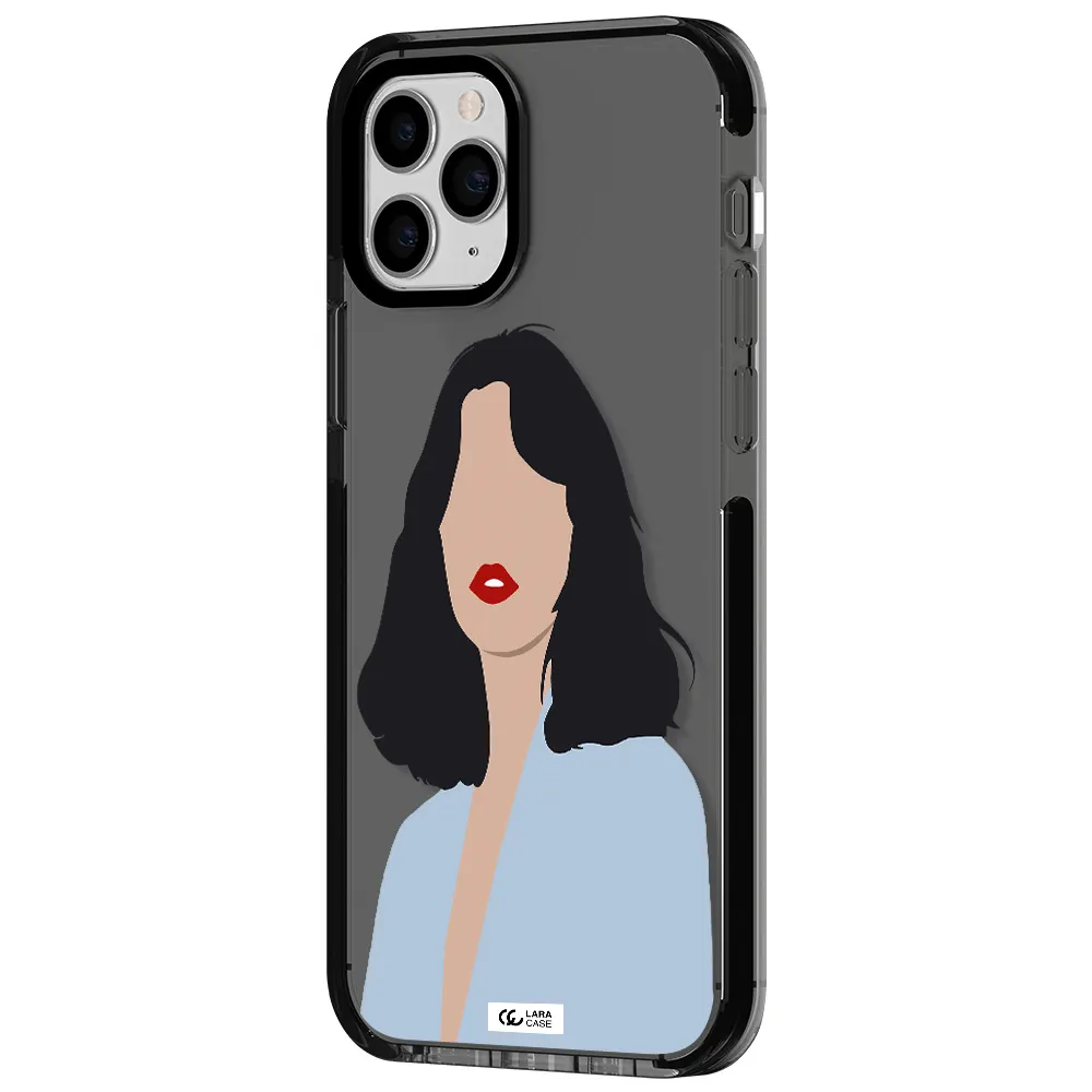 Minimalist Girl Portrait Apple iPhone 11 pro impact Smoke Black Case