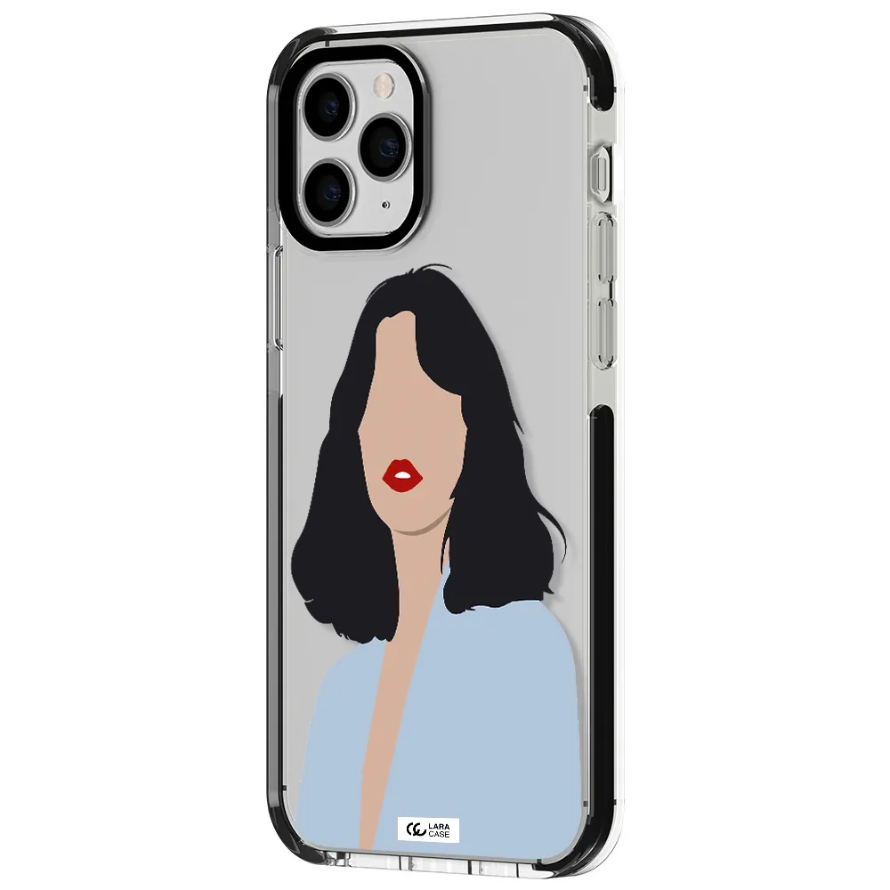 Minimalist Girl Portrait Apple iPhone 11 pro max impact black border Case