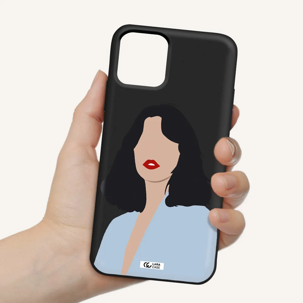 Minimalist Girl Portrait Apple iPhone 11 pro max Silicone black Case