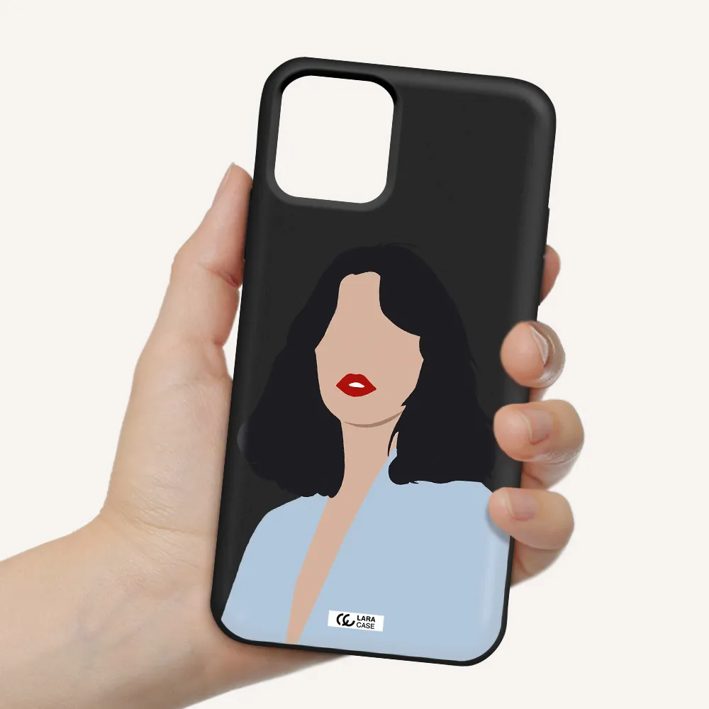 Minimalist Girl Portrait Apple iPhone 11 pro Silicone black Case