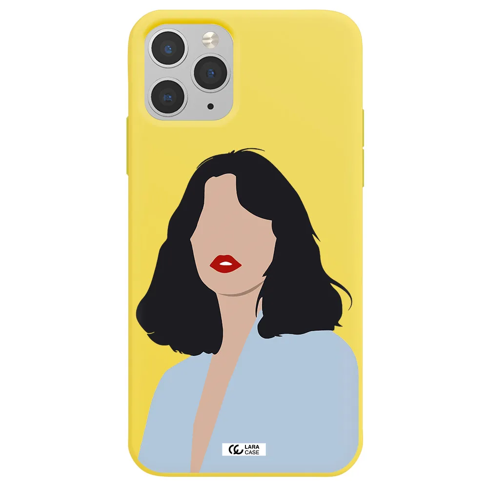 Minimalist Girl Portrait Apple iPhone 11 pro Silicone canary yellow Case