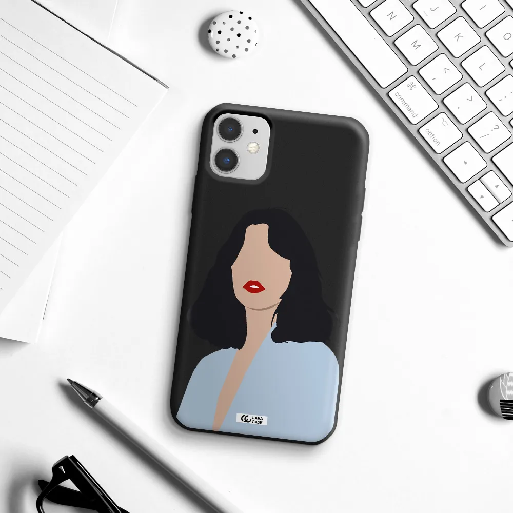Minimalist Girl Portrait Apple iPhone 11 Silicone black Case