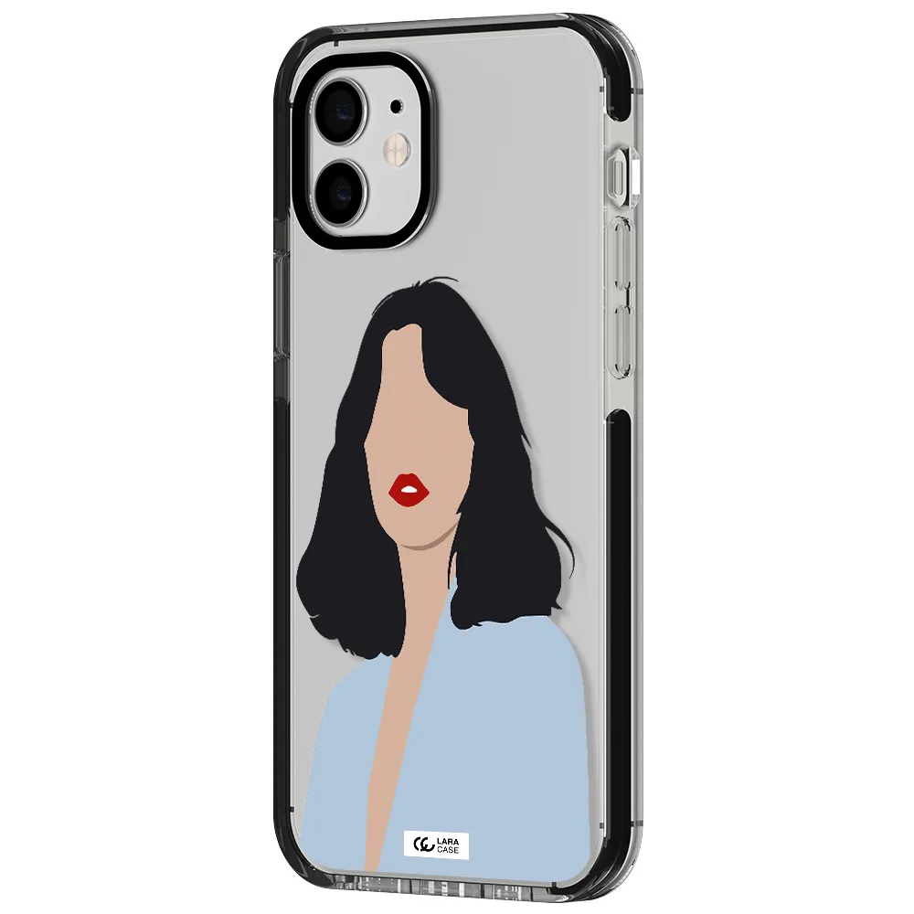 Minimalist Girl Portrait Apple iPhone 12 impact black border Case