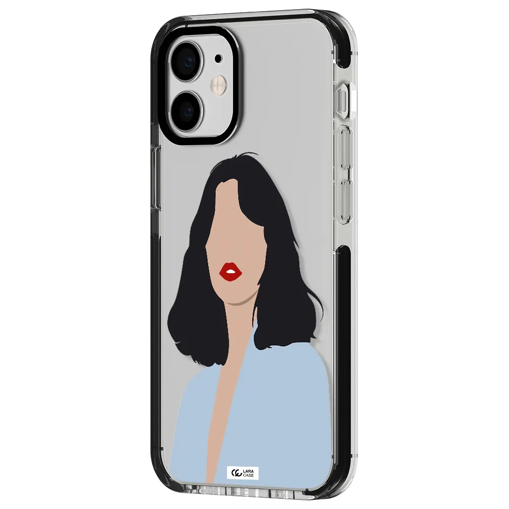 Minimalist Girl Portrait Apple iPhone 12 mini impact black border Case