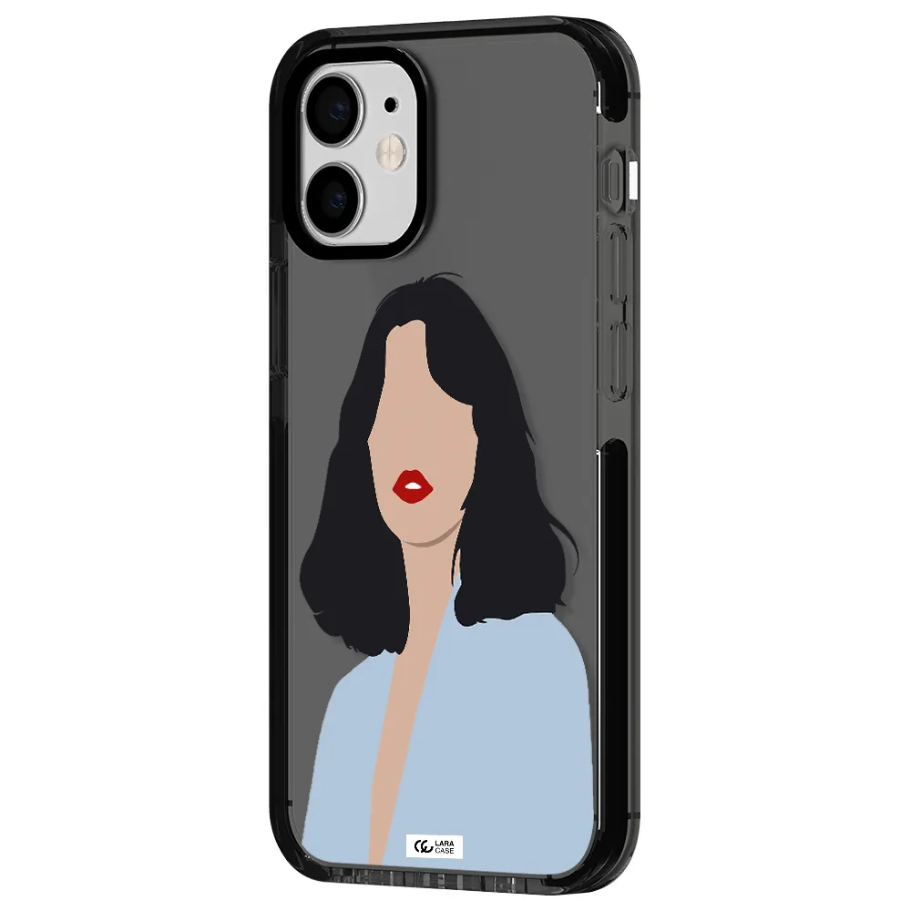 Minimalist Girl Portrait Apple iPhone 12 mini impact Smoke Black Case