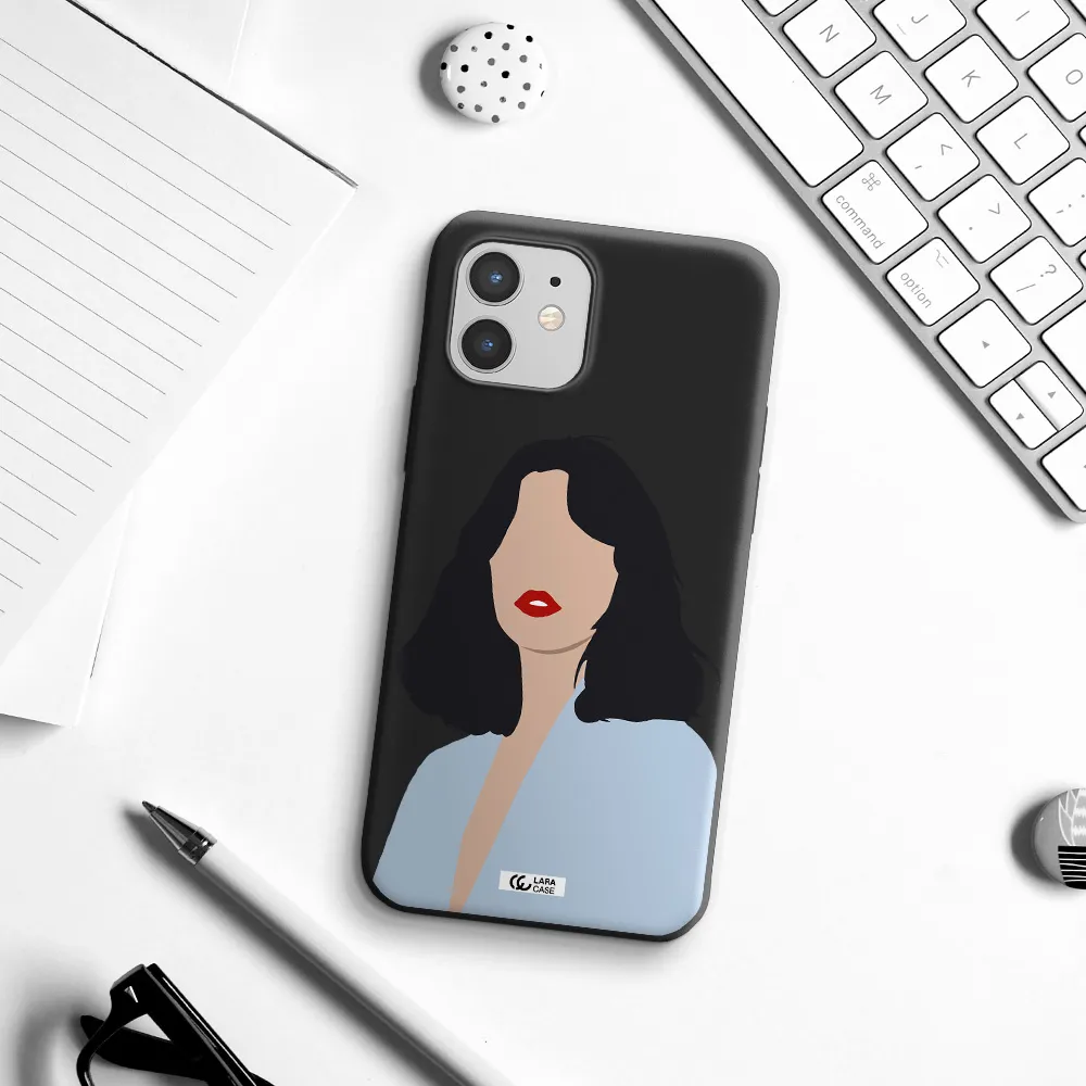 Minimalist Girl Portrait Apple iPhone 12 mini Silicone black Case