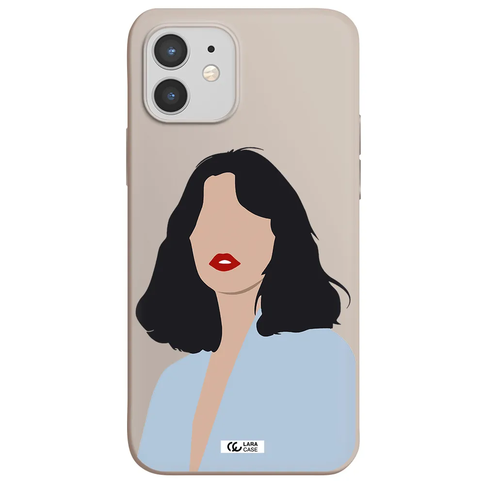 Minimalist Girl Portrait Apple iPhone 12 mini Silicone Stone Case