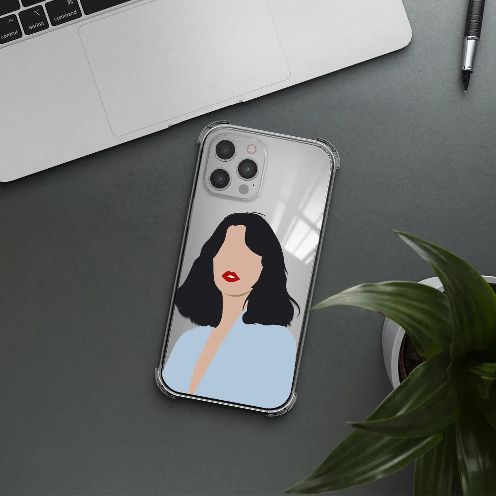 Minimalist Girl Portrait Apple iPhone 12 pro Clear PC Case