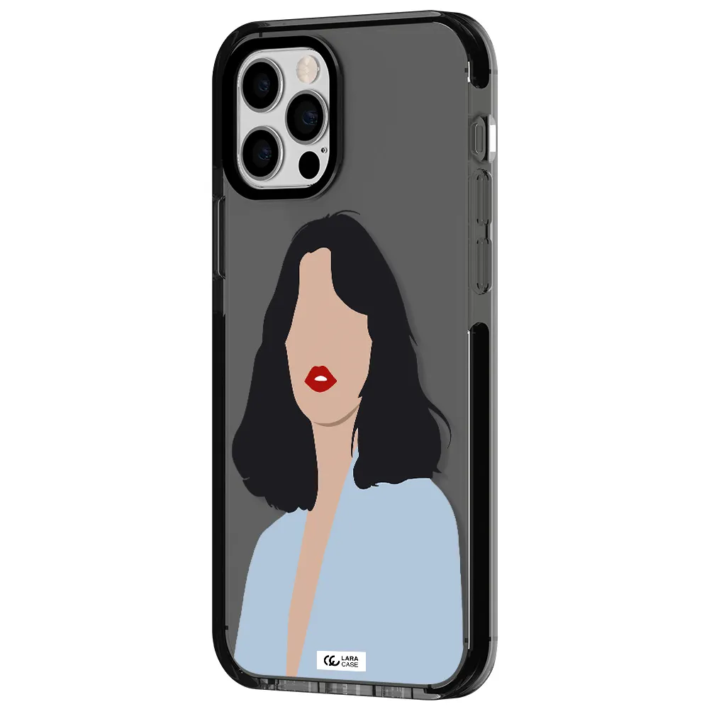 Minimalist Girl Portrait Apple iPhone 12 pro impact Smoke Black Case