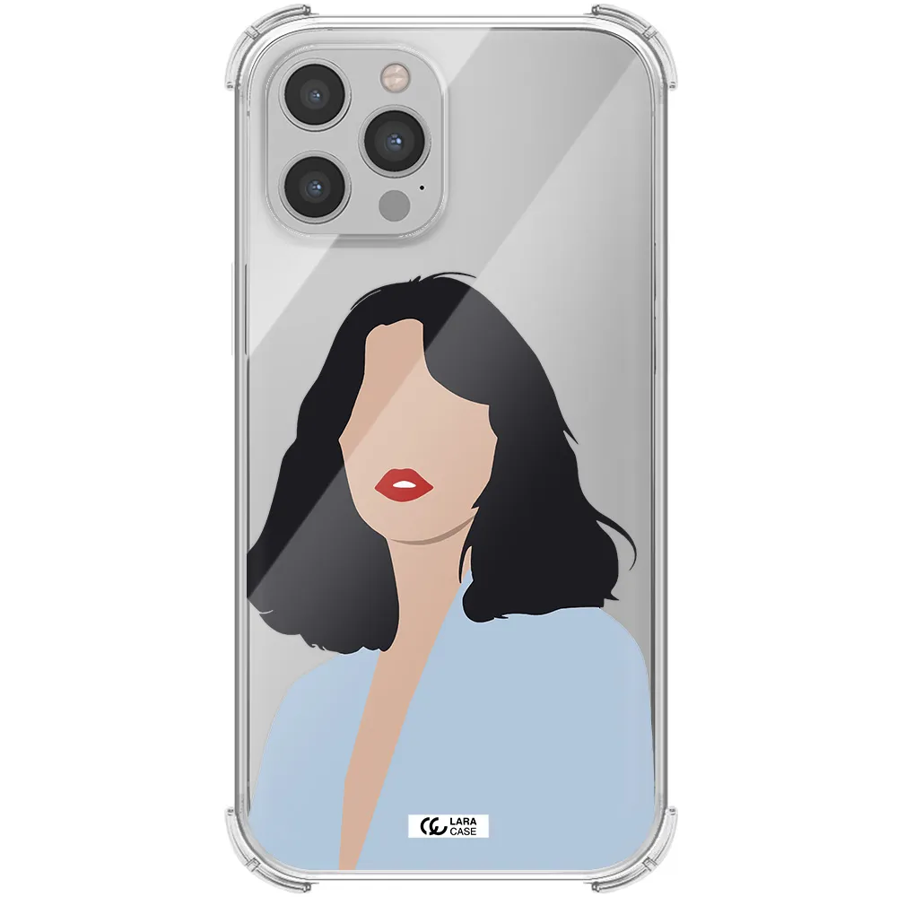 Minimalist Girl Portrait Apple iPhone 12 pro max Clear PC Case