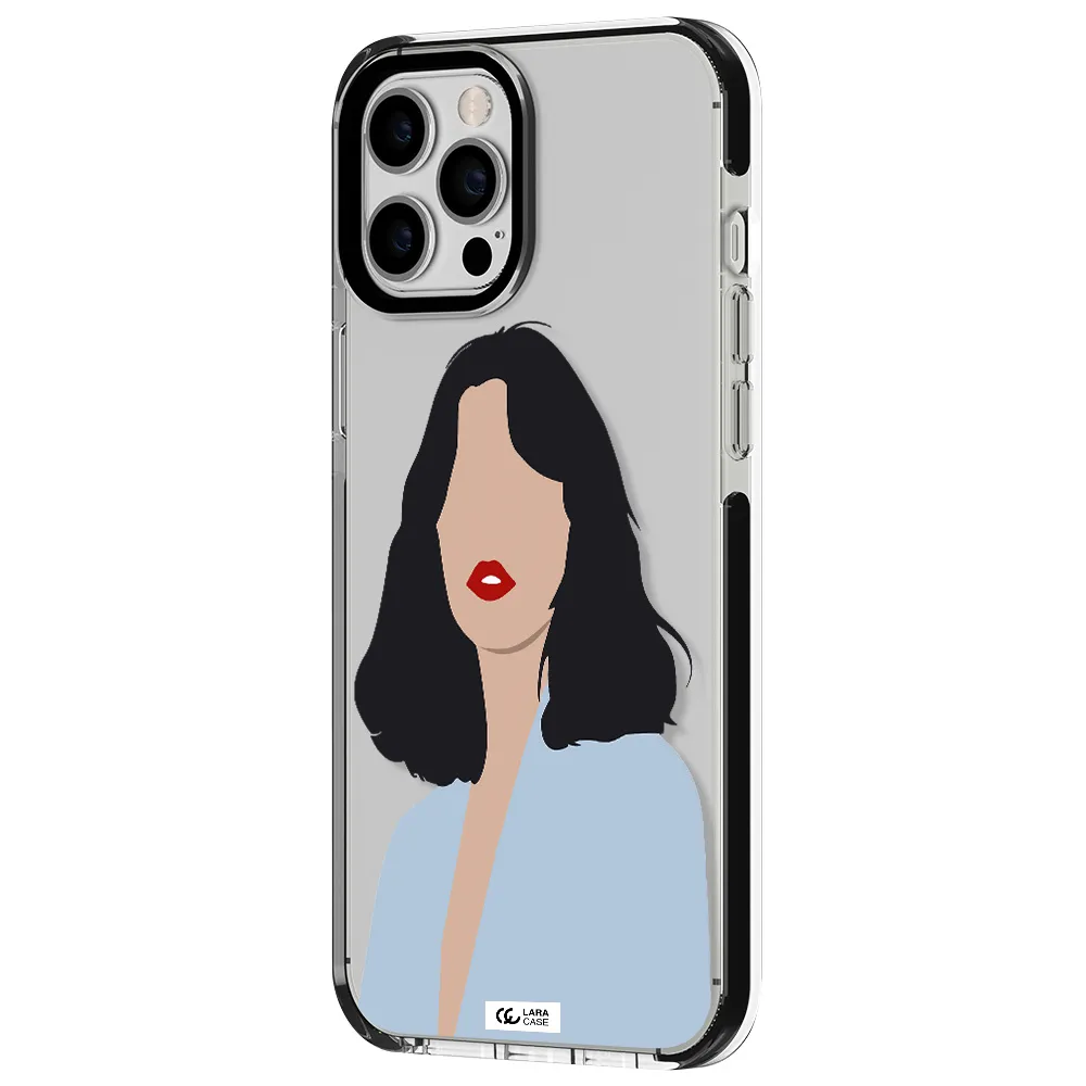 Minimalist Girl Portrait Apple iPhone 12 pro max impact black border Case