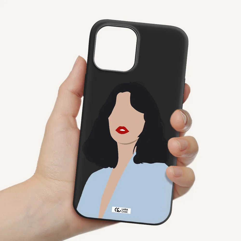 Minimalist Girl Portrait Apple iPhone 12 pro max Silicone black Case