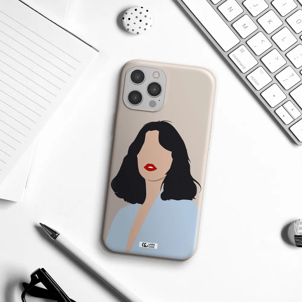 Minimalist Girl Portrait Apple iPhone 12 pro max Silicone Stone Case