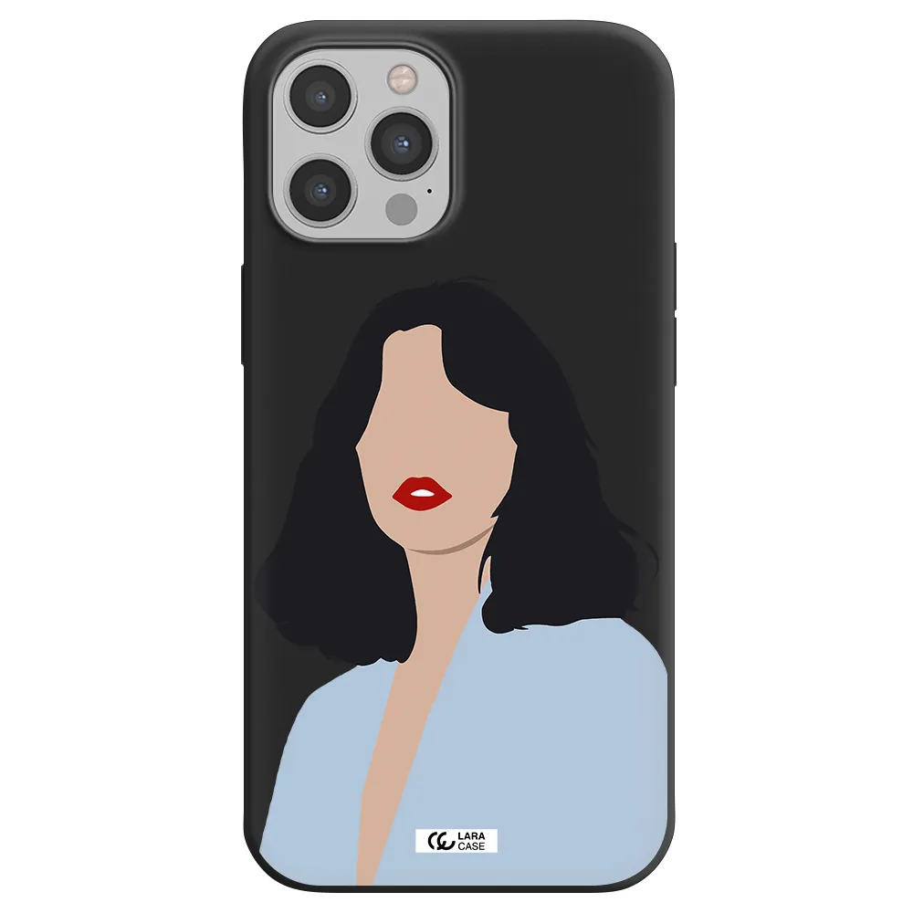 Minimalist Girl Portrait Apple iPhone 12 pro Silicone black Case