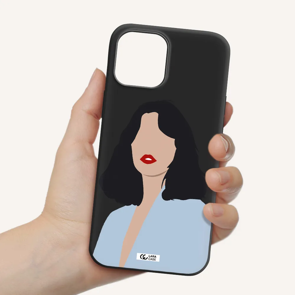 Minimalist Girl Portrait Apple iPhone 12 pro Silicone black Case