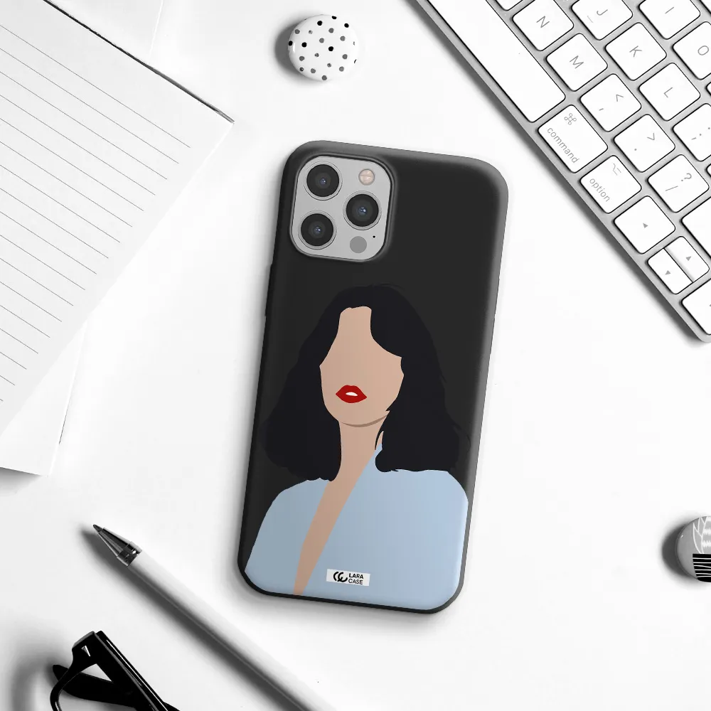 Minimalist Girl Portrait Apple iPhone 12 pro Silicone black Case