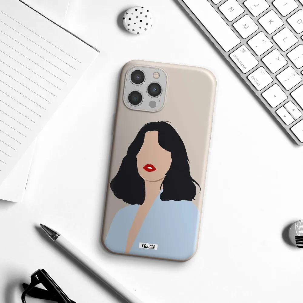 Minimalist Girl Portrait Apple iPhone 12 pro Silicone Stone Case