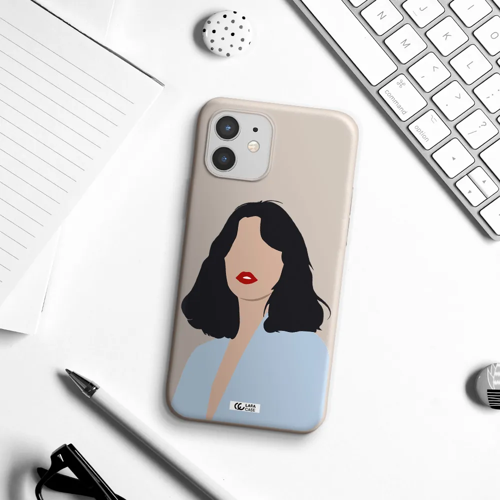 Minimalist Girl Portrait Apple iPhone 12 Silicone Stone Case